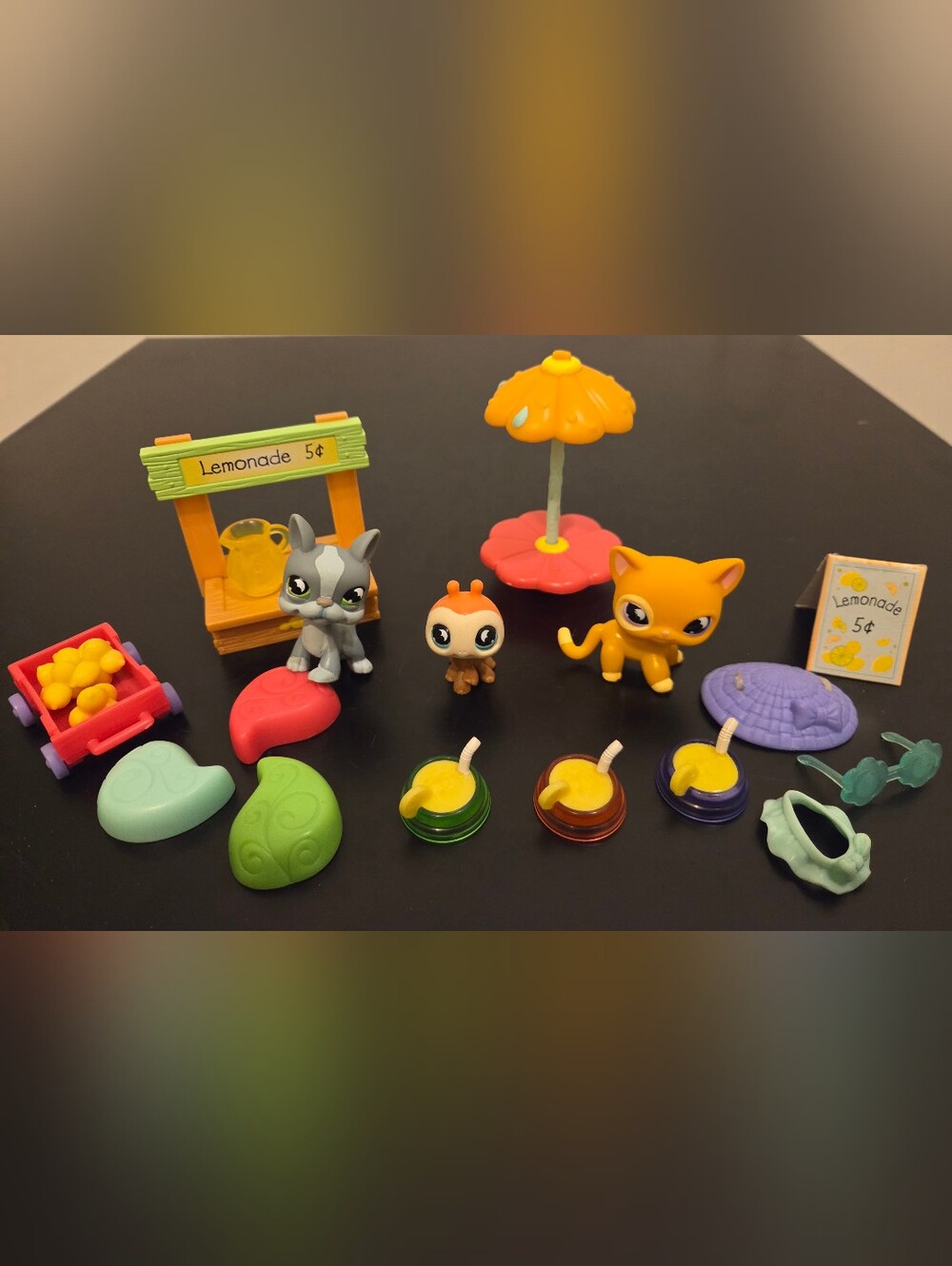 LPS Lemonade Stand #855 Moon Eyes Cat #856 Ladybug #857 Boston Terrier Dog